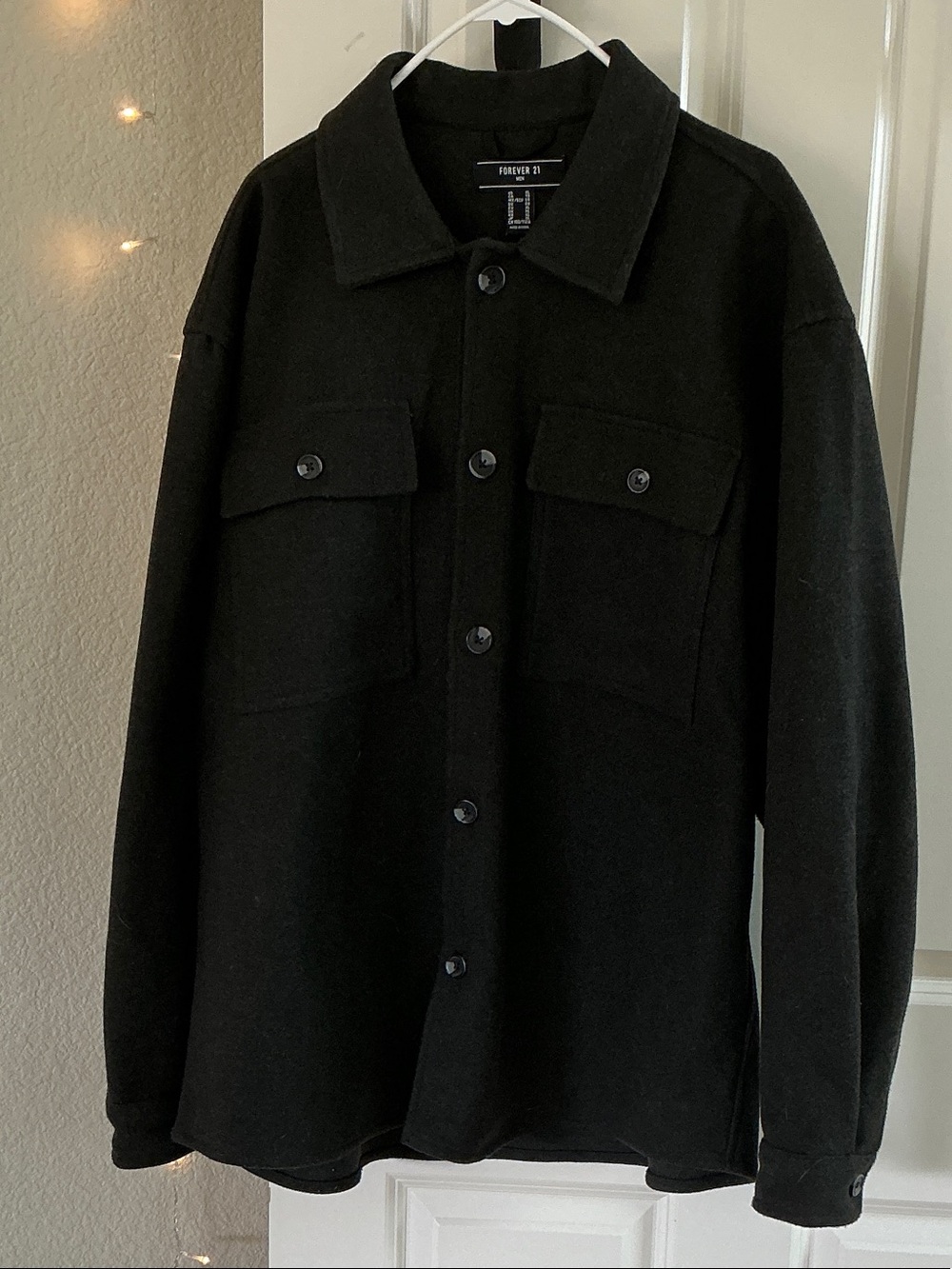 Forever 21 Black Button-Front Shirt Jacket